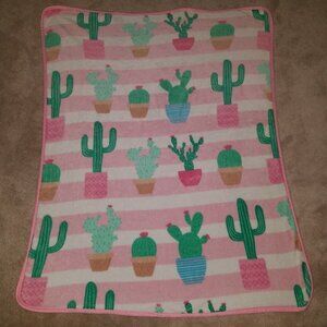 Limited Too Cactus Fleece Blanket Pink Green Throw Lap Baby Plants 40x50